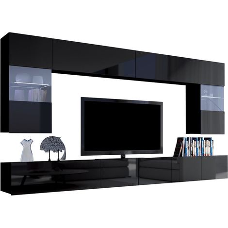 Conjunto de salón Remus I, Negro + Negro brillante