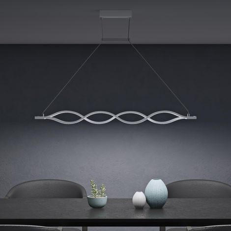 Mai & Mai Lampadario Sospensione 60W, 106 CM, Metallo Base, Lunghezza Filo 150 CM, Altezza regolabile, Lampada da Soffitto a Sospensione per Camera da Letto, Cucina e Soggiorno, Bianco, Alivetta (1/5)