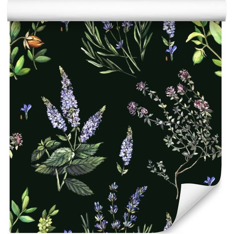 Papel pintado de flores de lavanda para salón y dormitorio, 50x1000 cm. (1/5)