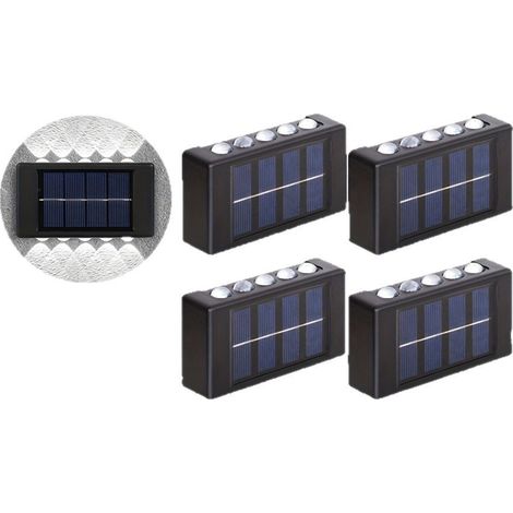 Applique Solaire LED 10 LED Up Down Lot de 4 Extérieur Étanche Détecteur Crépusculaire Murale Jardin Maison Lumière blanche (1/4)