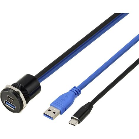 TRU COMPONENTS USB 3.1 tipo C® & USB 3.0 presa da incasso tipo a, presa/spina, 25 mm, cavo 95 cm, nero TC-14378464 TRU (1/3)