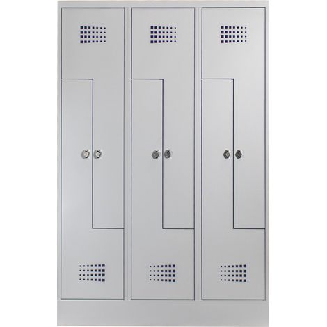 STIER Z-Garderobenspind Premium mit Sockel 6 Abteile Drehriegel lichtgrau (1/4)