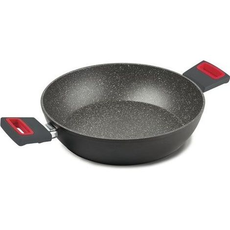 Ghidini CIPRIANO 2257 Tegame Antiaderente per Induzione con 2 Manici colore Grigio e Rosso