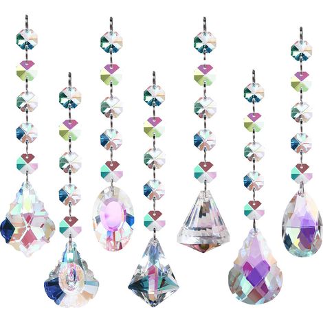 Lot de 7 prismes en cristal, décoration fenêtre et jardin, suspension arc-en-ciel, idée cadeau (1/5)