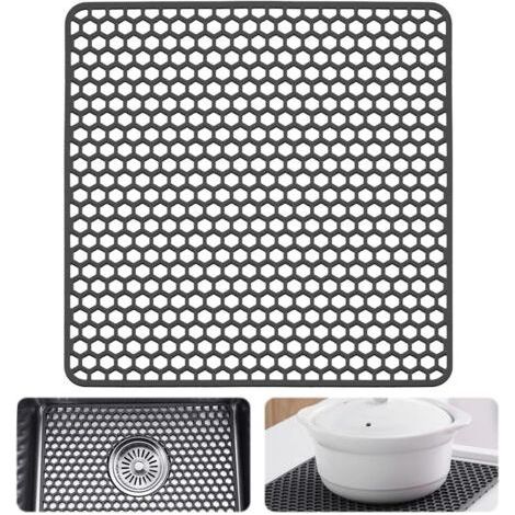 Tapis Évier Cuisine 30,5 x 30,5 cm, Tapis Fond Évier Silicone, Tapis de Protection d'Évier Carré, Protection Fond Évier Antidérapant, Tapis d'Évier Souple, pour Séchage Vaisselle Ustensiles (1/5)