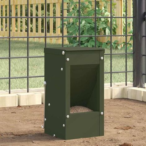 Mangeoire pour lapins, vert olive, 12,5 x 12,5 x 25 cm (1/4)