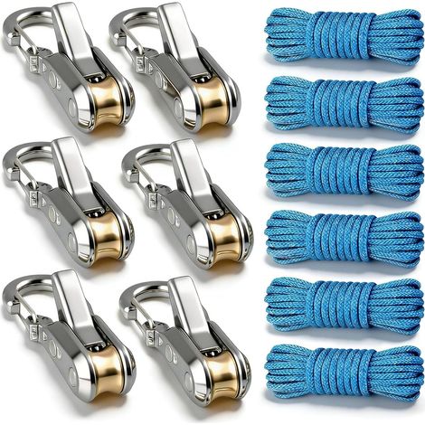 Kit de Tendeur de Corde 6 Pièces, Boucle de Corde D'arrimage en Paracorde Rétractable, Outil de Serrage de Rouleau de Came à Réglage Rapide Extérieur pour Le Camping, Les Bâches (1/5)
