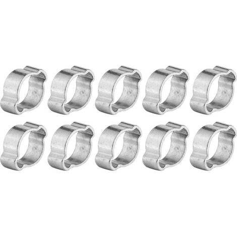 10 colliers de serrage à deux oreilles en fer galvanisé zingué 5-23 mm pour tuyaux d'essence (9-11 mm)