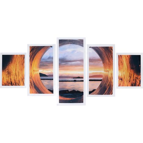 Lot de 5 tableaux sur toile sans cadre, motif portuaire, décoration murale pour salon et intérieur. (1/5)