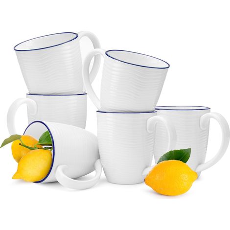 KONSIMO KROG Becher 6tlg. handgefertigt maritimer Stil Porzellan, weiß (1/5)