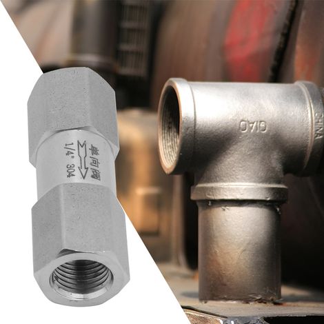 Clapet anti-retour hexagonal split acier inoxydable 304 tenue haute température et pression (1/4 pouce BSPP) (1/5)