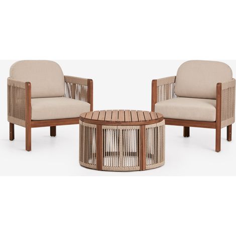 Ensemble de jardin avec 2 fauteuils et table basse en bois d'acacia Serel SKLUM