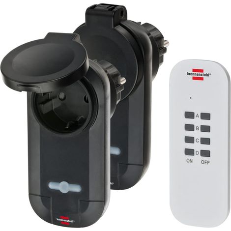 Brennenstuhl 1507030 Comfort-Line Set sans fil pour utilisation, télécommande, contrôle radio, 2 prises externes (1/4)