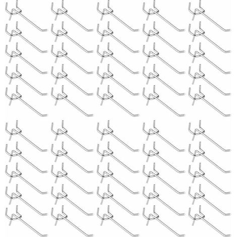 50 Pièces Crochets pour Panneau Perforé,Crochets pour étagères Murales pour Affichage Panneau Perforé Garage Magasin Outils Rangement Cintre Crochets pour étagères Murales (1/5)