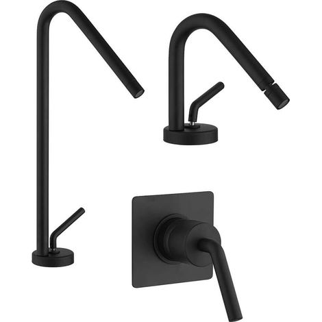 Set miscelatori lavabo alto bidet e incasso doccia nero opaco Lumos di Jacuzzi Rubinetteria (1/5)