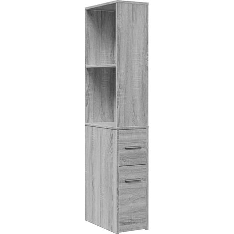 Maison Exclusive - Armadietto da Bagno Stretto con Ruote Grigio Sonoma Truciolato