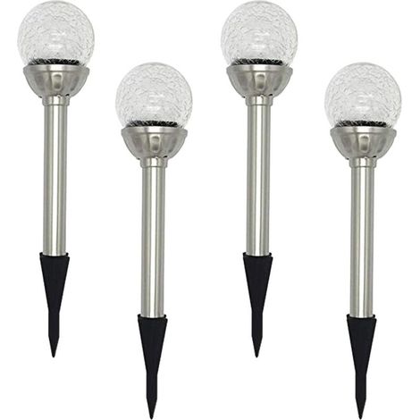 Jardin Lampe Solaire Extérieur, Pack de 4 Lampes à Piquet Solaire à Globe LED RGB 8, Lampe à Boule de Verre Craquelée à Couleur Changeante, Temps de Travail de 6 à 10 Heures-Fei Yu (1/5)