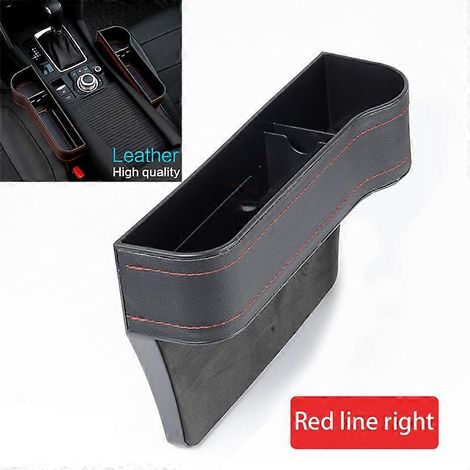 paire de boîtes de rangement pour siège auto, compartiments pour portefeuille et téléphone (cuir noir, droite)