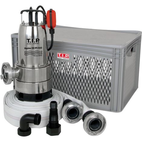 T.I.P. Anti-Flut Kit - 20.000 l/h, Flachabsaugend, Schutz vor Überschwemmung, inkl. Gewebeschlauch, Maxima 350 IPX DUO S 30711