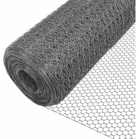 Vounot – Grillage métallique gainé de PVC gris 1x25M – Maille hexagonale 25mm – Résistant à la rouille – Pour enclos volaille et petits animaux (1/5)