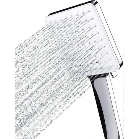 Pommeau de douche carré large avec commande à une main, 6 modes de douche, chromé (1/4)