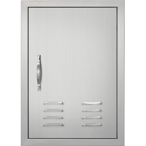 VEVOR Porta di Accesso per Cucina, Porta Singola da Cucina Esterna da 17" x 24", Porta da Incasso in Acciaio Inox, con Prese deAria e Gancio, per Isola BBQ, Stazione per Grigliate, Mobile da Esterno