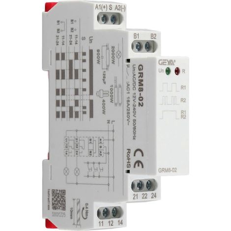 GRM8 02 Elektronisches Impulsrelais, Verriegelungsrelais, Speicherrelais, AC/DC 12 –240 V (1/4)