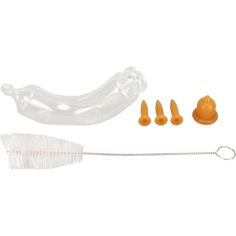 10-ml-Glasflasche für Haustiere mit verstellbarem Ausgießer und gebogener Form für Kätzchen, Welpen und Hamster
