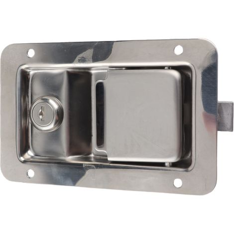 Serrure à panneau 304 inox 140x90mm 866-7 chromé avec 2 clés pour camping-car remorque utilitaire robuste (1/4)