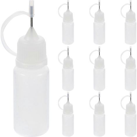 Lot de 10 flacons applicateurs de colle à embout aiguille de 10 ml pour le quilling (blanc)-8.00X2.10X2.00CM-White (1/4)