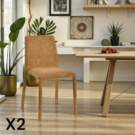 Chaise empilable moutarde en tissu (lot de 2) ESSEN (1/4)