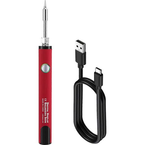 Kit de mini fer à souder à filetage 510, tension réglable à 3 vitesses, rouge-- (1/5)