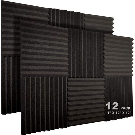 Lot de 12 Panneaux acoustiques, Mousse haute densité, 10 fentes, Résistant au feu, Pour studio, Bureau, Home cinéma (1/4)