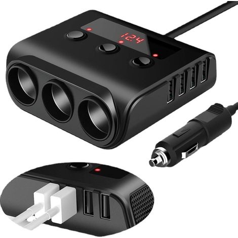 New TR12 Car Charger with 100W, 3-in-1 Port, Switch, Voltage Display, 4 USB Ports -- (1/4)