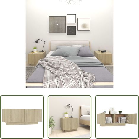 Holz Nachttisch - Nachttisch Sonoma-Eiche 100x35x40 cm Holzwerkstoff (1/5)