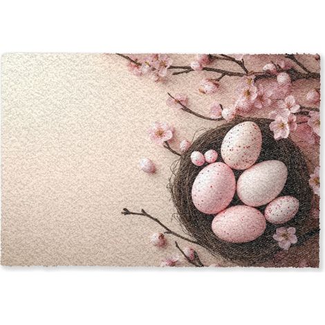 FELPUDO Rosa - Flores - Huevos 60x40 cm (1/5)