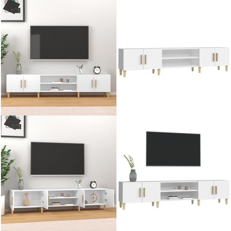 TV-Schrank Weiß 180x31,5x40 cm Holzwerkstoff - TV-Schrank - Holzmöbel - Wohnzimmerschränke - Weißer TV-Stand - Fernsehtisch - Home & Living (1/5)