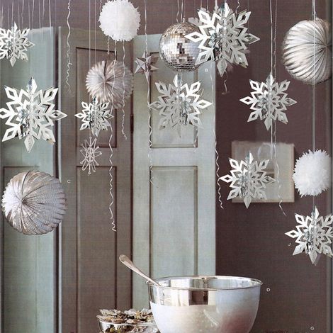 Adorno De Copo De Nieve En 3D - Decoracion Navidena Para Arbol - Multicolor - 6 Unidades - 15 Cm 20 Cm 25 Cm (1/3)