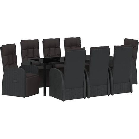 Maison Exclusive - Garten Essgruppe mit Kissen 9 pcs Schwarz Poly