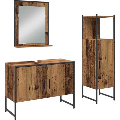 Maison Exclusive - Set di mobili per il bagno 3 pcs Marrone Legno multistrato