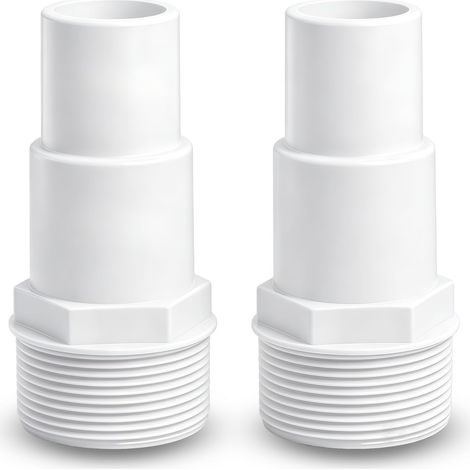Lot de 2 Raccords de Tuyau pour Piscine, Adaptateur de Diamètre 32 mm 38 mm sur Raccord de Tuyau de 1,5 Pouces, Accessoire pour Skimmer Pompe Filtre à Sable en Blanc (1/5)