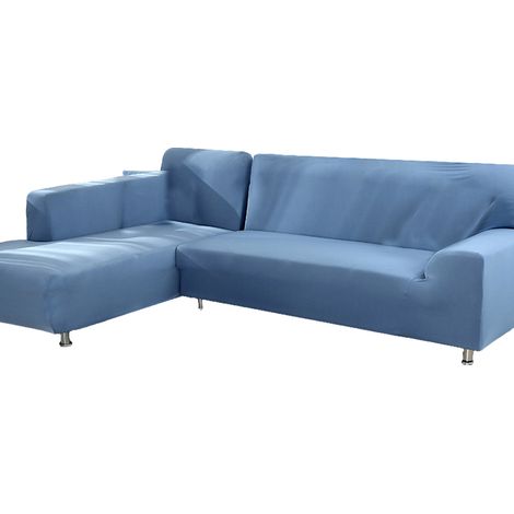 Housse de canapé élastique universelle tout-en-un, housse complète d'angle en cuir (08 Gris bleu, 4 places, 235–300 cm) (1/5)