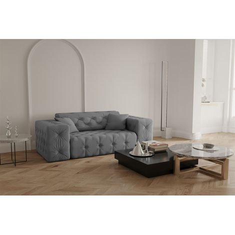 Sofa Designersofa CHANTAL 2-Sitzer in Stoff Opera Velvet Grau (1/5)