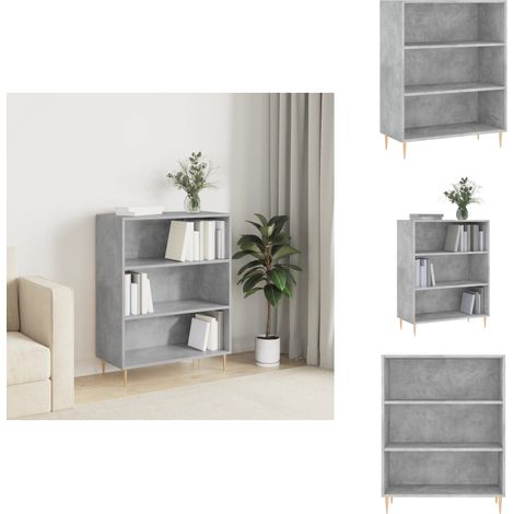 Bibliothèque gris béton 69,5x32,5x90 cm bois d'ingénierie - Bibliothèque Design - Bibliothèque Murale - Étagère Ouverte - Meuble Rangement - Mobilier Contemporain (1/5)