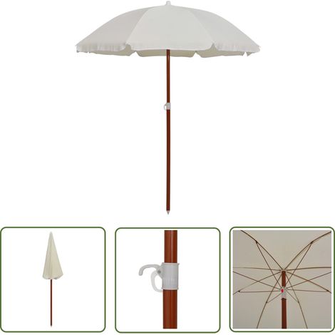 The Living Store Parasol de jardin avec mât en acier 180 cm Sable - Parasol De Jardin - Parasol Rectangulaire - Parasol Beige - Parasol Résistant Aux UV - Parasol Pliable (1/5)