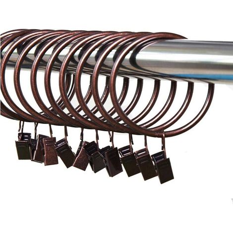 CSPARKV Lot de 20 boucles de rideaux en métal argenté traité par galvanoplastie, avec clips, diamètre Intérieur : 38 mm (1/5)