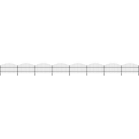Clôture de jardin,Barrière de jardin,Portail de jardin à dessus en lance Acier (0,75-1)x13,6 m Noir CNENE361803 (1/5)