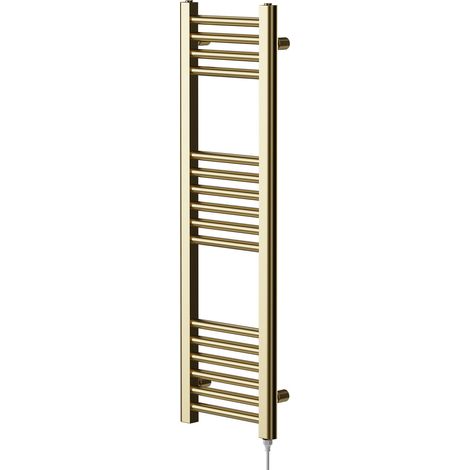 Colore Brushed Brass 1000mm x 300mm Straight Electric Heated Towel Rail (1/5)