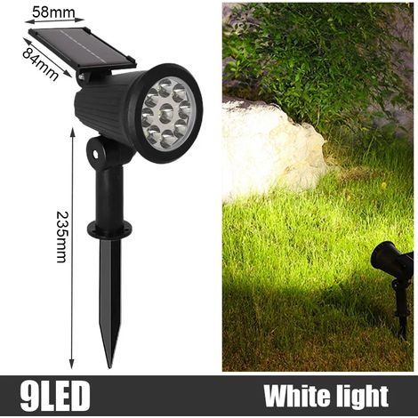 (1 pièce - Lumière blanche) Projecteur solaire LED RGB extérieur, lampe de jardin solaire étanche IP65, applique murale solaire (1/5)
