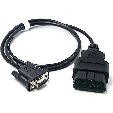 Câble OBD J1962 12V/24V de 100 cm, connecteur mâle 16 broches vers VGA femelle DB9, adaptateur OBDII D-Sub 9 broches, port série RS232. WHBYV (1/4)